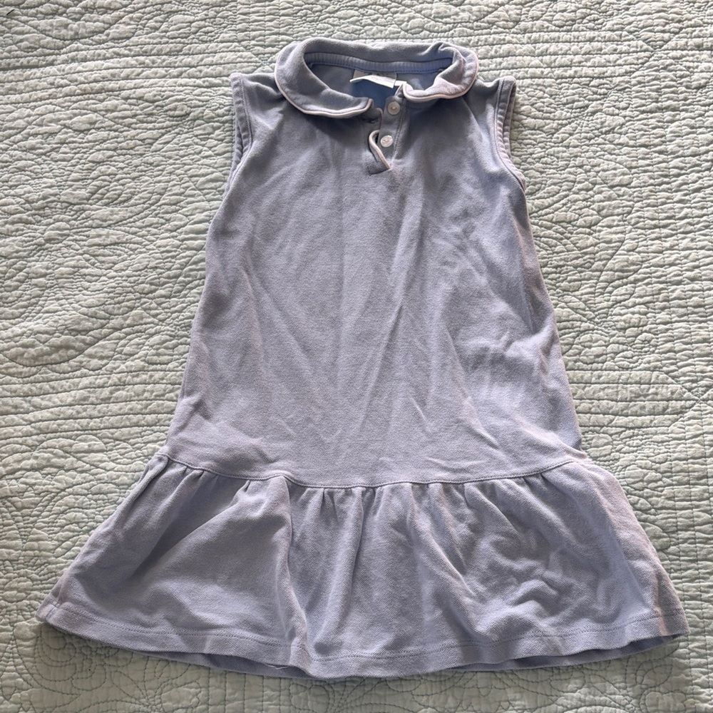 Little English Light Blue Polo Dress with White Piping